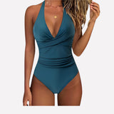 One Piece Swimsuit Flattering Halter V-Neck - Image 9