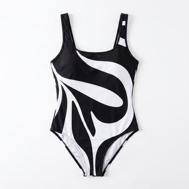 One Piece Swimsuit Flattering Scoop Neck Abstract Print - studio