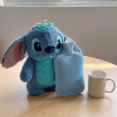 Plush Hot Water Bottle With Stitch Design Provides Comforting Warmth For Cold Fingers - scale
