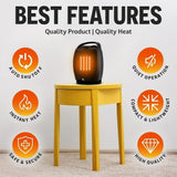 Portable Electric Heater Space Super Quiet Oscillating Fan Thermostat - Image 2
