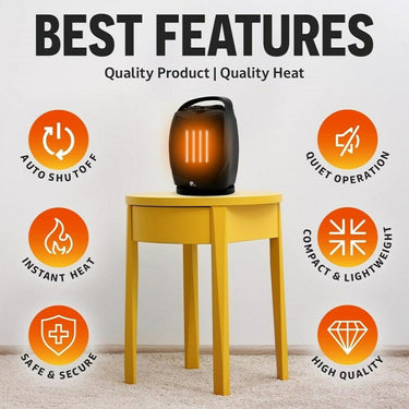 Portable Electric Heater Space Super Quiet Oscillating Fan Thermostat - Image 2