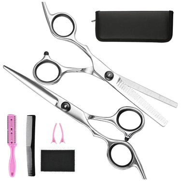 Professional Haircutting Scissors Set With Thinning Shears And Styling Accessories - Image 1