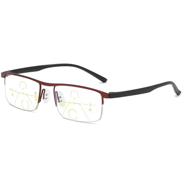 Progressive Reading Glasses Adjustable Half-Rim Rectangular Anti-Glare - Image 7