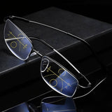 Progressive Reading Glasses Adjustable Half-Rim Rectangular Anti-Glare - Image 2