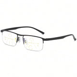 Progressive Reading Glasses Adjustable Half-Rim Rectangular Anti-Glare - Image 1