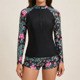 Rashguard Swimsuit Streamlined Long Sleeve Zip-Front - hero