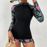 Rashguard Swimsuit Streamlined Long Sleeve Zip-Front - Image 2