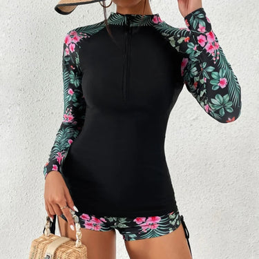 Rashguard Swimsuit Streamlined Long Sleeve Zip-Front - Image 2