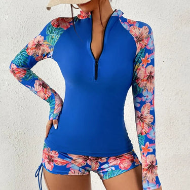 Rashguard Swimsuit Streamlined Long Sleeve Zip-Front - Image 3