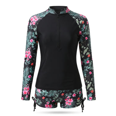 Rashguard Swimsuit Streamlined Long Sleeve Zip-Front - studio