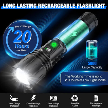 Rechargeable Flashlight Tactical LED High Lumen Super Bright - Image 5