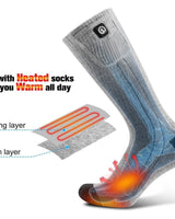 Rechargeable Heated Socks Moisture Wicking Ankle With Battery And Ribbed Knit Calf - Image 2