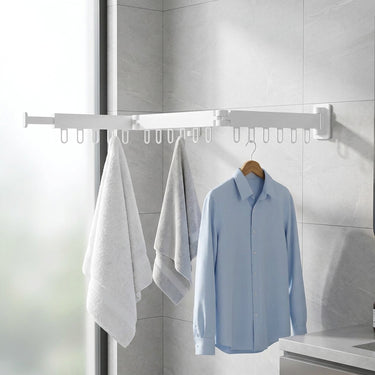 Retractable Drying Rack With Folding Wall-Mount Hanger Design For Cloth That Disappears When You're Done - Image 4