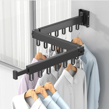 Retractable Drying Rack With Folding Wall-Mount Hanger Design For Cloth That Disappears When You're Done - Image 10