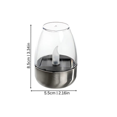 Solar Flameless Candle Clear Glass Dome Silver Base LED - Image 2
