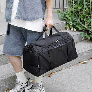 Sporty Travel Duffel Bag With Top Handles And Shoulder Strap With Or Accents - Image 5
