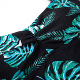 Women's Swimwear Halter Neck One Piece Boy Shorts Tropical Leaves - detail