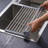 Stainless Steel Folding Drain Rack Expandable Sink Organizer With Food-Safe Silicone Coating For Space-Saving Kitchen Storage - Image 14