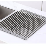 Stainless Steel Folding Drain Rack Expandable Sink Organizer With Food-Safe Silicone Coating For Space-Saving Kitchen Storage - Image 5
