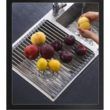 Stainless Steel Folding Drain Rack Expandable Sink Organizer With Food-Safe Silicone Coating For Space-Saving Kitchen Storage - Image 1