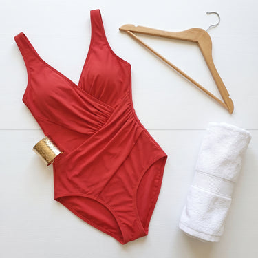 Swimsuit Flattering One-Piece V-Neck - scale