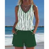 Tankini Swimwear Relaxed Two Piece V-Neck Set - Image 2