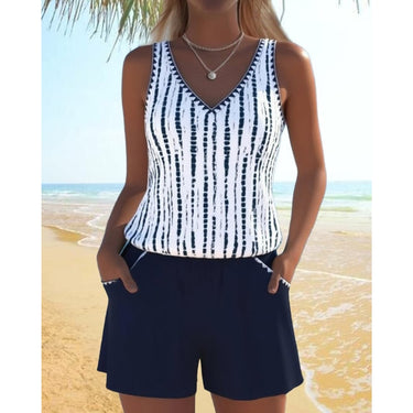 Tankini Swimwear Relaxed Two Piece V-Neck Set - Image 5