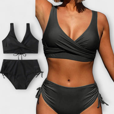 Two Piece Bikini Flattering High-Waisted Wrap-Front Set - Image 2