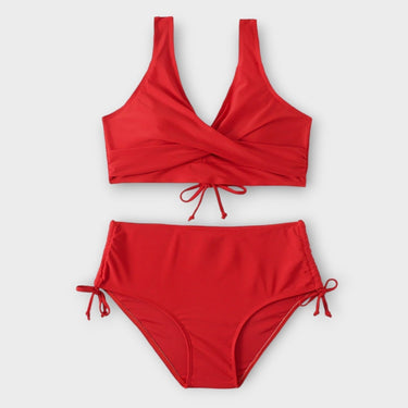 Two Piece Bikini Flattering High-Waisted Wrap-Front Set - Image 4