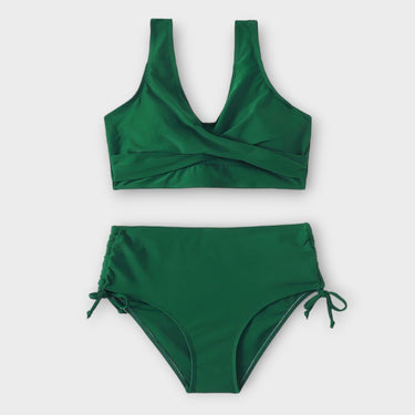 Two Piece Bikini Flattering High-Waisted Wrap-Front Set - Image 5