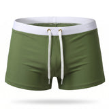Men's Swim Trunks Adjustable Swimming Shorts Drawstring - Army Green