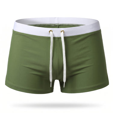 Men's Swim Trunks Adjustable Swimming Shorts Drawstring - Army Green