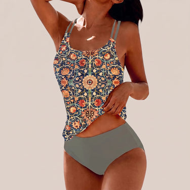 Women's Tankini Swimsuit Supportive Two-Piece Double-Strap - Blue