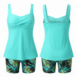 Women's Tankini Set Flattering Two Piece Twist-Front - Cyan