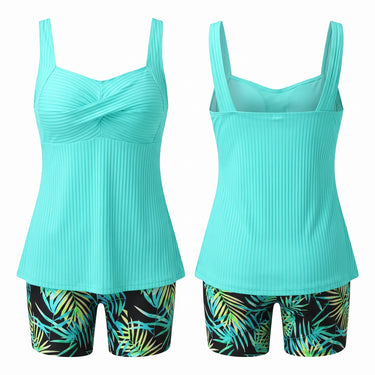 Women's Tankini Set Flattering Two Piece Twist-Front - Cyan