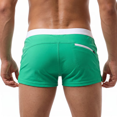 Men's Swim Trunks Adjustable Swimming Shorts Drawstring - Green