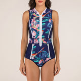 One Piece Swimsuit Flattering Mini A-Line Zip-Front - Multi-color