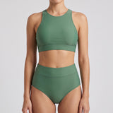 Two Piece Swimsuit Supportive Bikini Set High-Neck - Multicolor