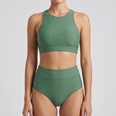 Two Piece Swimsuit Supportive Bikini Set High-Neck - Multicolor