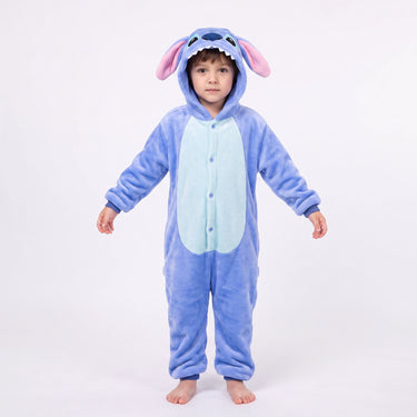 Stitch Onesie Pajama with Comfortable Fitted Hood and Floppy Ears - Pink