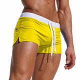 Men's Swim Trunks Adjustable Swimming Shorts Drawstring - Yellow