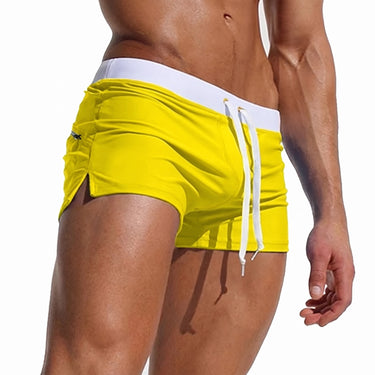 Men's Swim Trunks Adjustable Swimming Shorts Drawstring - Yellow