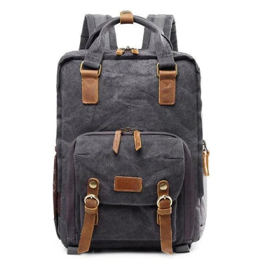 Waterproof Waxed Canvas Camera Backpack With Laptop Compartment And Tripod Strap - Image 2
