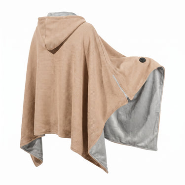 Wearable Heated Blanket with Supportive Poncho and Zipper Closure - angle