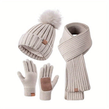 Winter Set with Comfortable Knit Fabric and Touchscreen Gloves - Image 1
