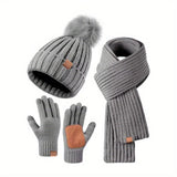 Winter Set with Comfortable Knit Fabric and Touchscreen Gloves - Image 5