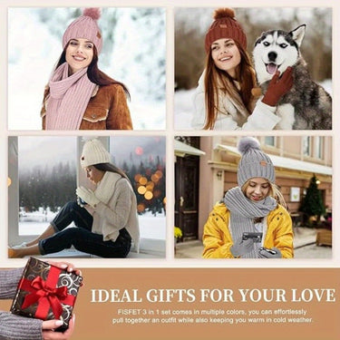 Winter Set with Comfortable Knit Fabric and Touchscreen Gloves - Image 3