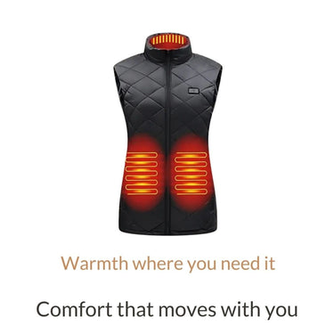 Women Heated Vest USB Rechargeable Electric Slim Fit Quilted High Stand Collar - Image 3