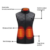 Women Heated Vest USB Rechargeable Electric Slim Fit Quilted High Stand Collar - Image 4