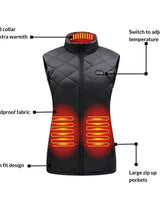 Women Heated Vest USB Rechargeable Electric Slim Fit Quilted High Stand Collar - Image 4